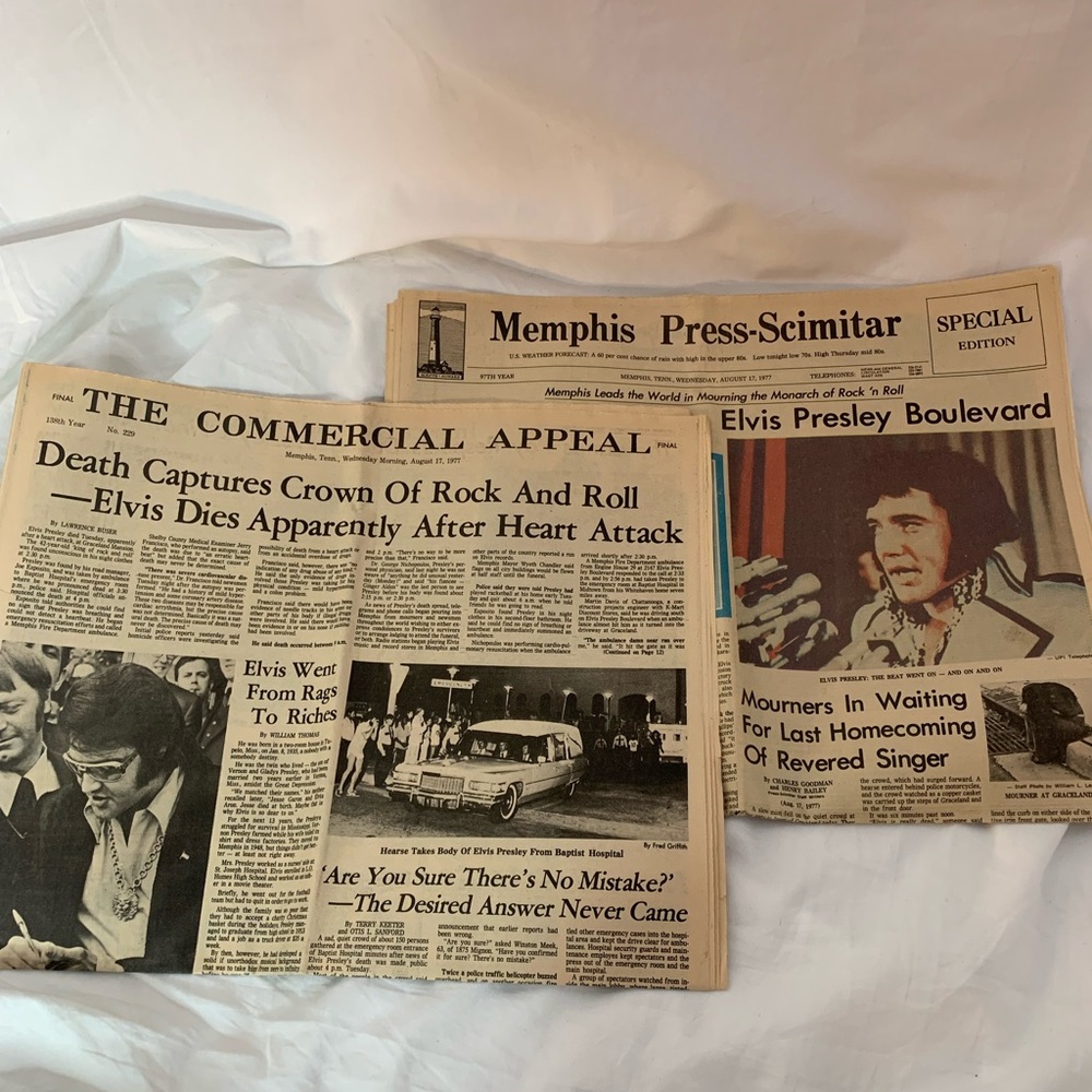 vintage Aug 17, 1977 original Elvis Presley death